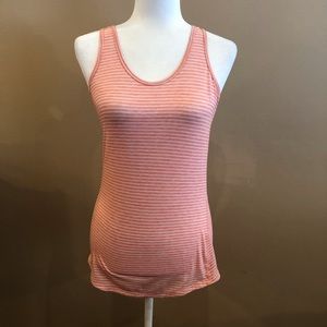 Lucy Orange and White Stripe Athletic Tank Top, Size S